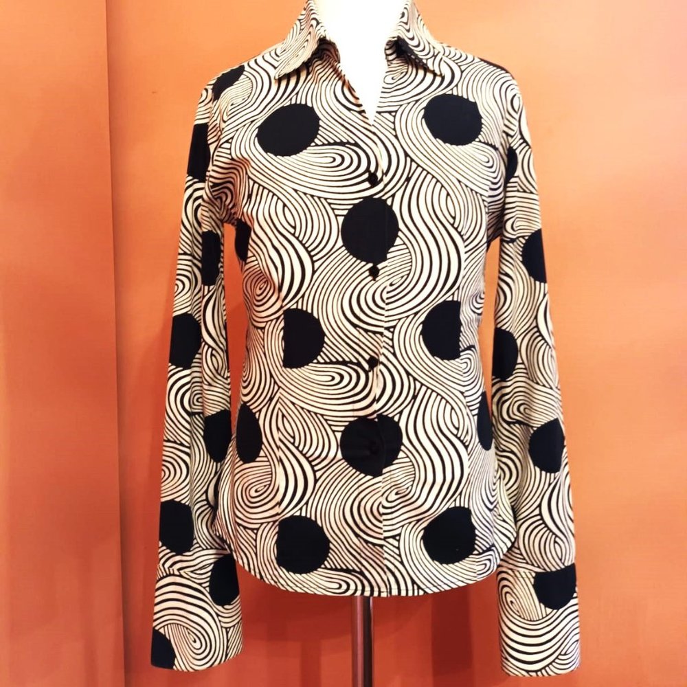 Naracamice Black/White Patterned Button Down - 0 - image 1